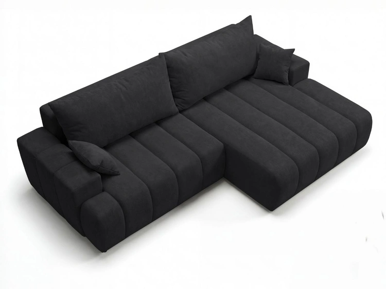 Ecksofa L-Form Rechts mit Schlaffunktion und Bettkasten Caleo Schwarz