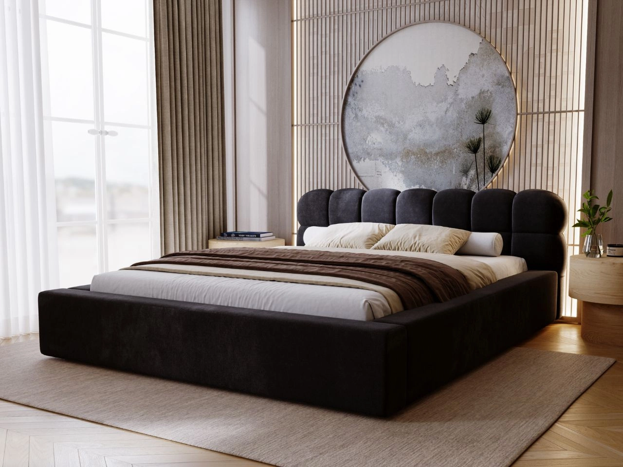 Polsterbett mit Bettkasten und Lattenrost 120x200 Plaza Schwarz