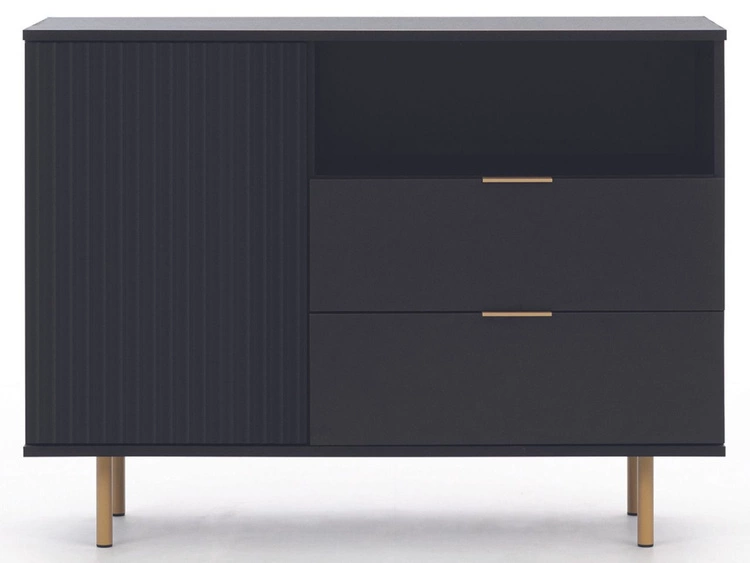 Kommode mit Türe und Schubladen Ankara Schwarz Matt