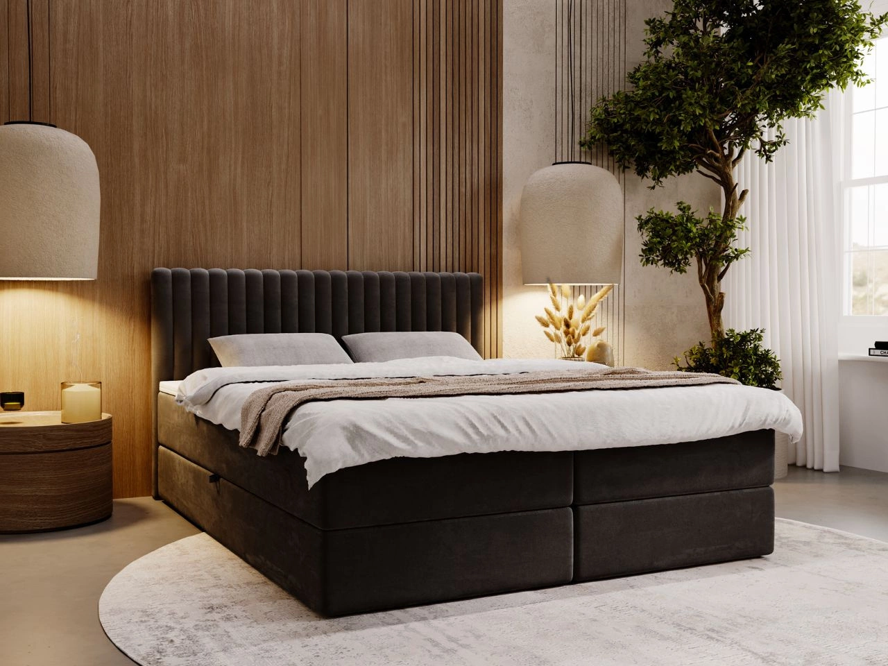 Boxspringbett mit Bettkasten 200x200 Marbella Anthrazit