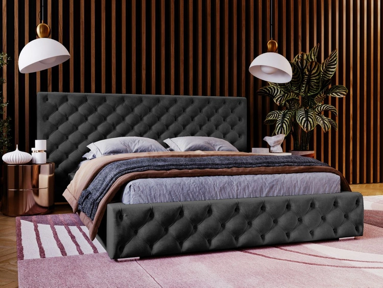 Polsterbett mit Bettkasten und Lattenrost 180x200 Madera Schwarz