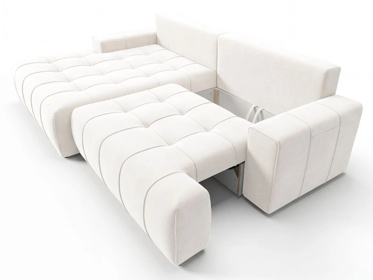 Ecksofa L-Form mit Schlaffunktion und Bettkasten Tulio Links Creme