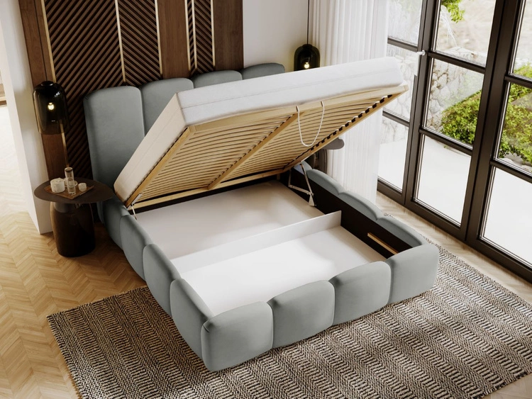 Polsterbett mit Bettkasten und Lattenrost 180x200 Galli Grau