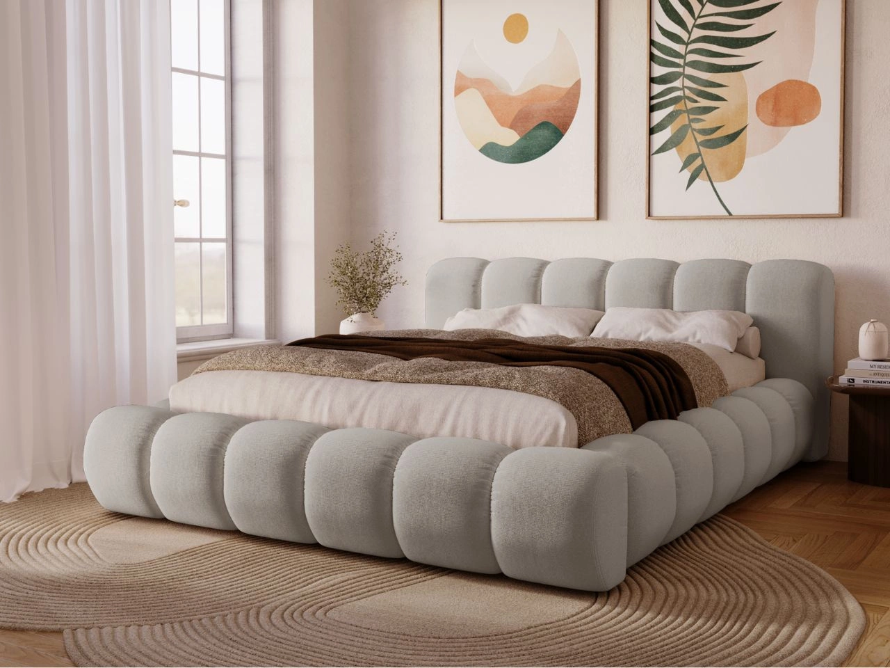 Polsterbett mit Bettkasten und Lattenrost 160x200 Doria Hellgrau