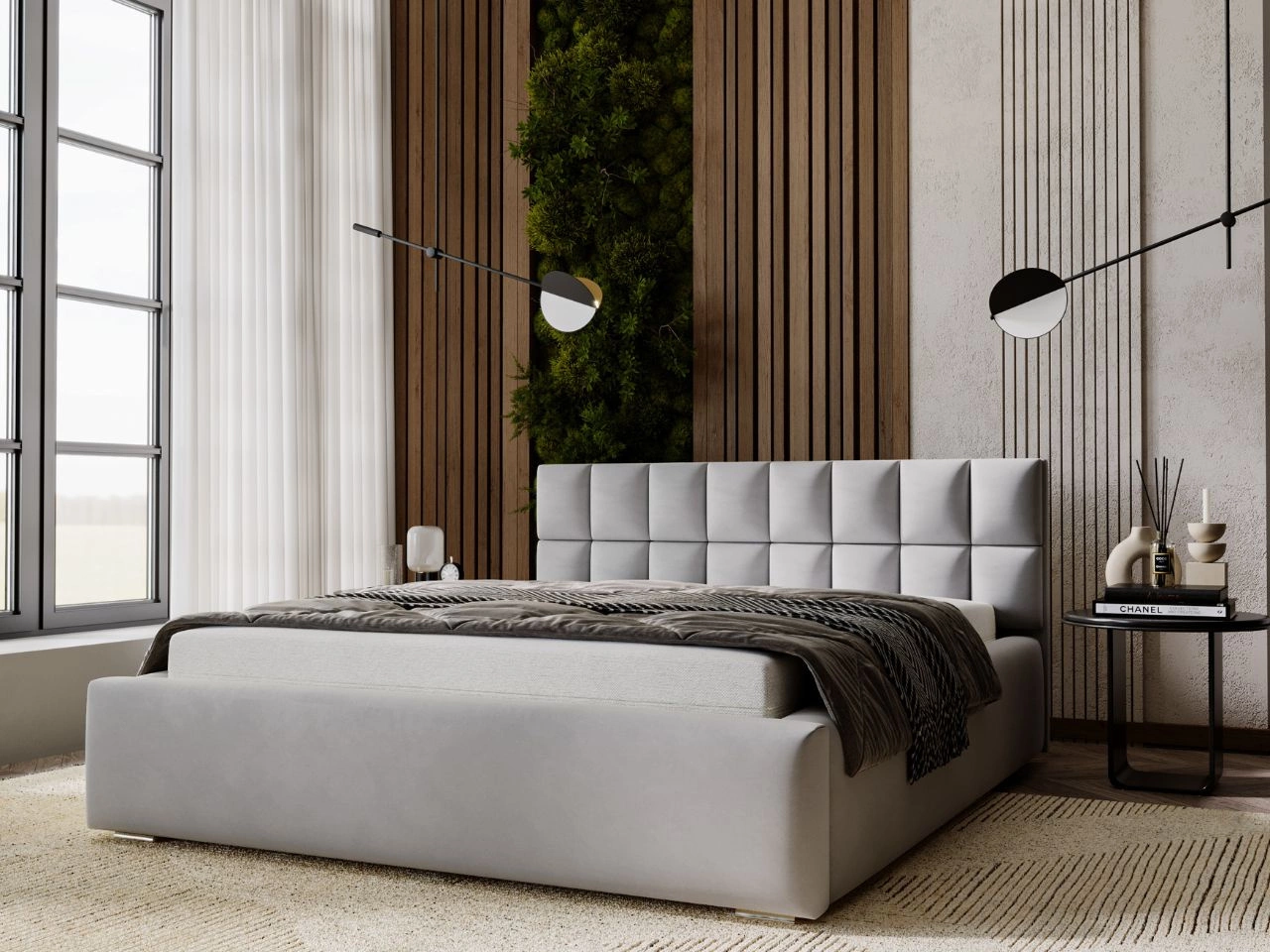 Polsterbett mit Bettkasten und Lattenrost 140x200 Hugo Grau