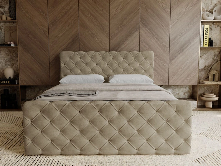 Boxspringbett mit Bettkasten 140x200 Lunaris Hellbraun