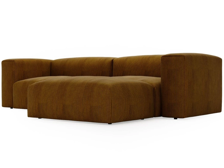 Ecksofa L-Form Rechts Moderne Cord Ecksofa Landi Honigfarben