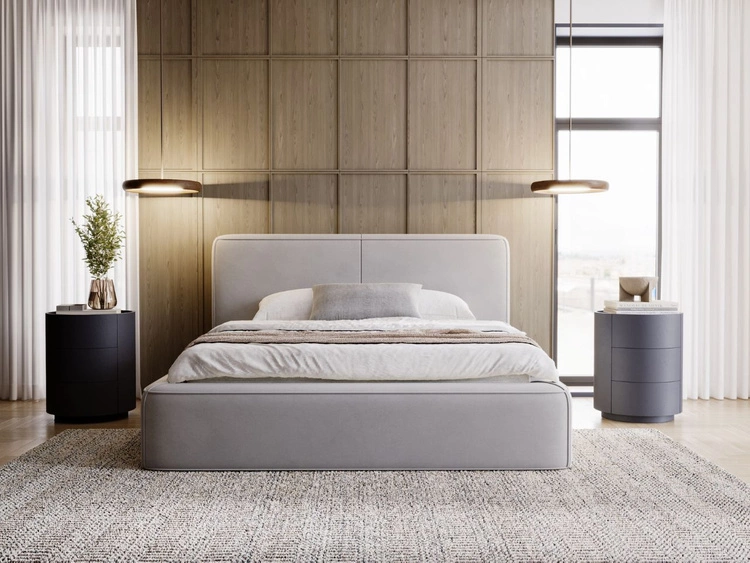 Polsterbett mit Bettkasten und Lattenrost 140x200 Amaro Grau