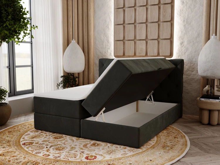 Boxspringbett mit Bettkasten 160x200 Napoli Dunkelgrau