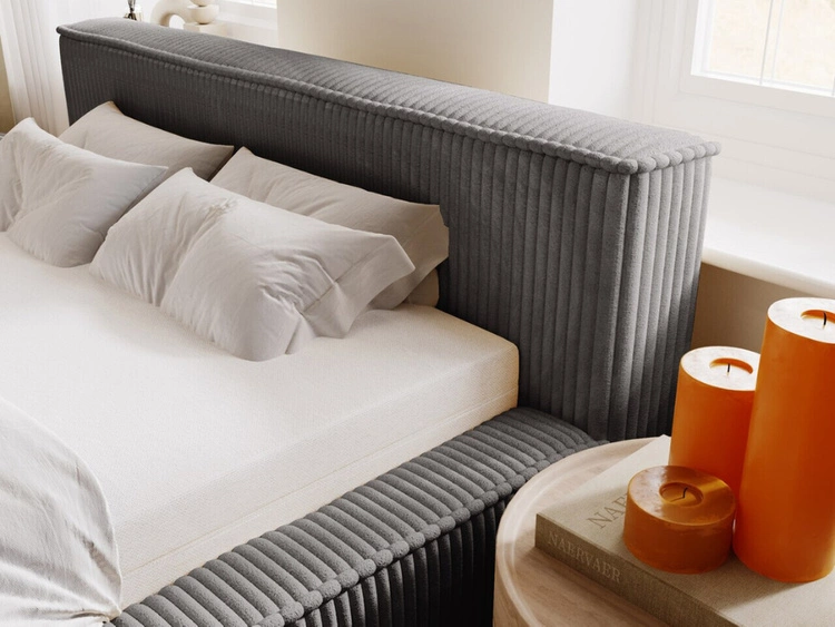 Polsterbett mit Bettkasten und Lattenrost 120x200 Lago Grau