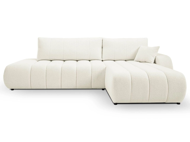 Ecksofa mit Schlaffunktion und Bettkasten Rechts Adoro Creme