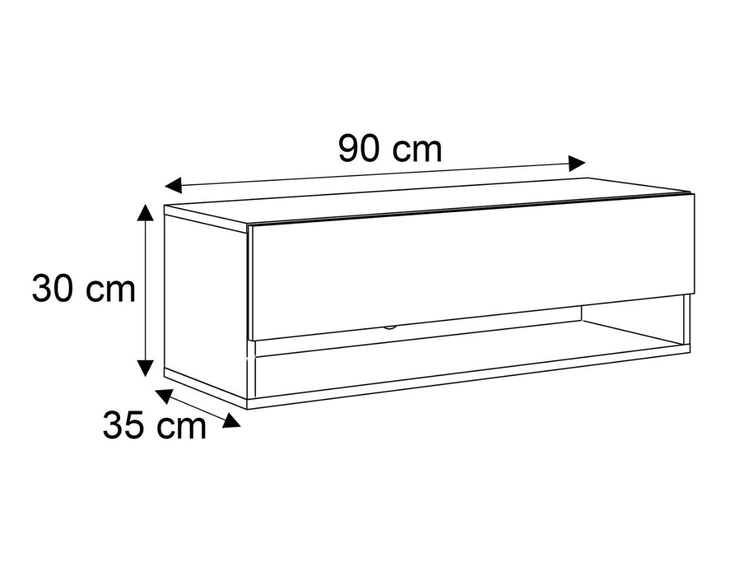 Hänge TV-Schrank 90 cm für Wohnzimmer mit LED-Beleuchtung Aurelie Artisan Eiche
