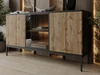 Türkommode mit Led Deo 154 cm Schwarz, Eiche Wotan