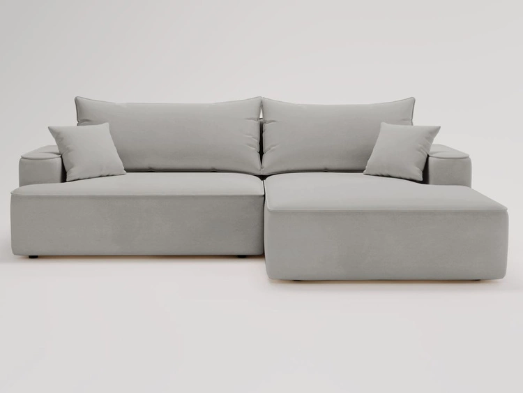 Ecksofa L-Form Links mit Schlaffunktion und Bettkasten California Hellgrau