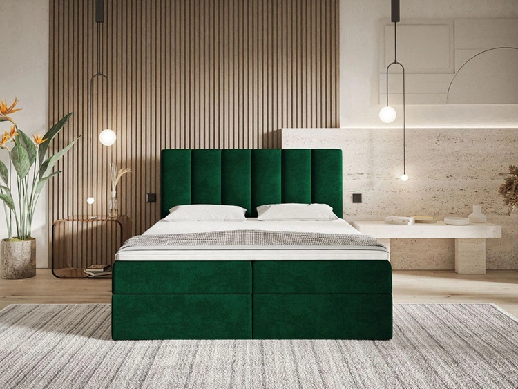 Boxspringbett mit Bettkasten 140x200 Cascada Grün
