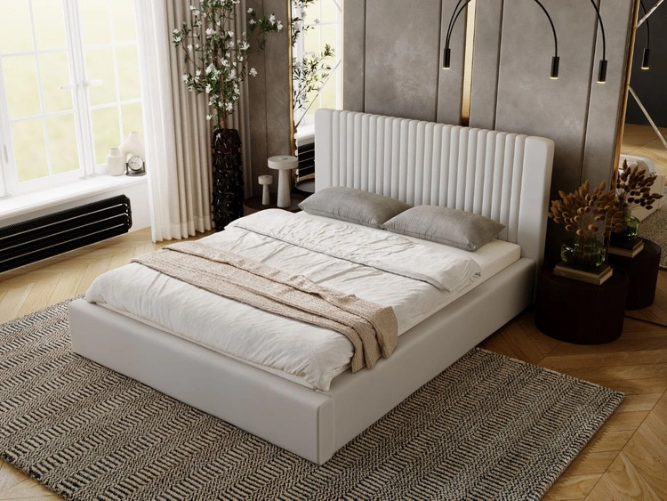 Polsterbett mit Bettkasten und Lattenrost 160x200 Malmo Hellgrau