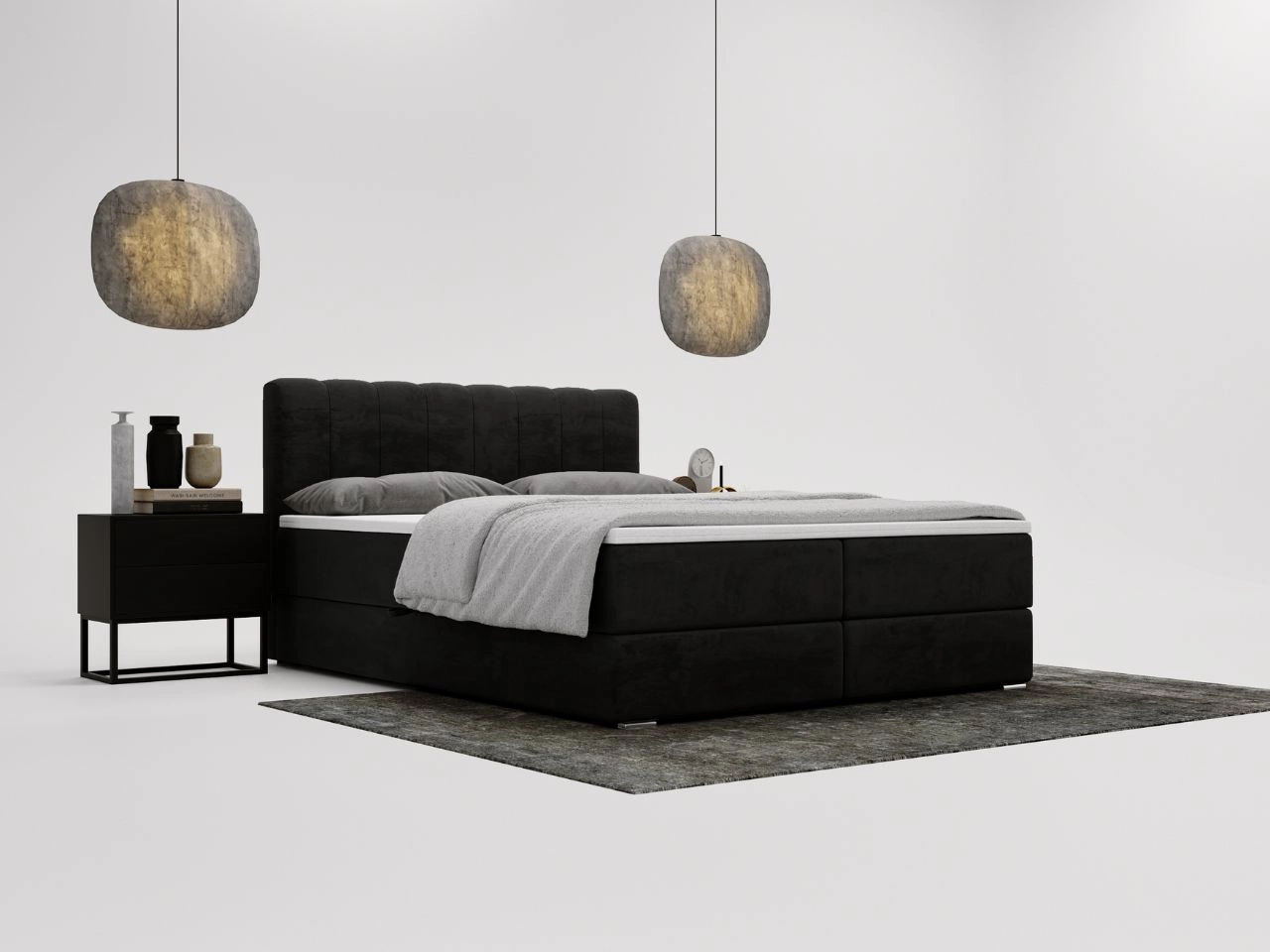 Boxspringbett mit Bettkasten 140x200 Forte Schwarz