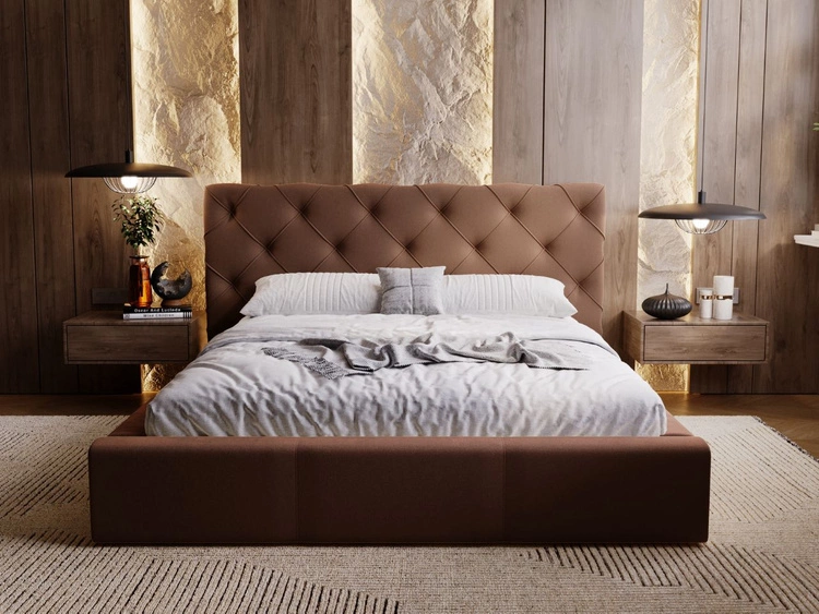 Polsterbett mit Bettkasten und Lattenrost 140x200 Milano Braun