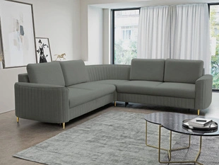 Ecksofa L-Form Links mit Schlaffunktion und Bettkasten Limon Grau