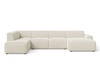 Wohnlandschaft Links Belluno Bouclé-Stoff Hellbeige