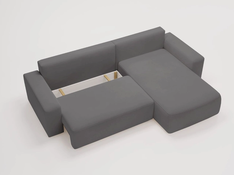 Ecksofa L-Form Rechts mit Schlaffunktion und Bettkasten Tazones Dunkelgrau