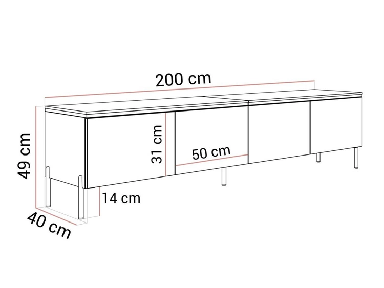 TV-Lowboard im Glamour-Stil mit LED-Beleuchtung Celle, Kaschmir matt