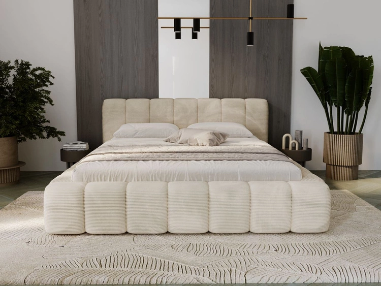 Polsterbett mit Bettkasten und Lattenrost 120x200 Ibiza Creme