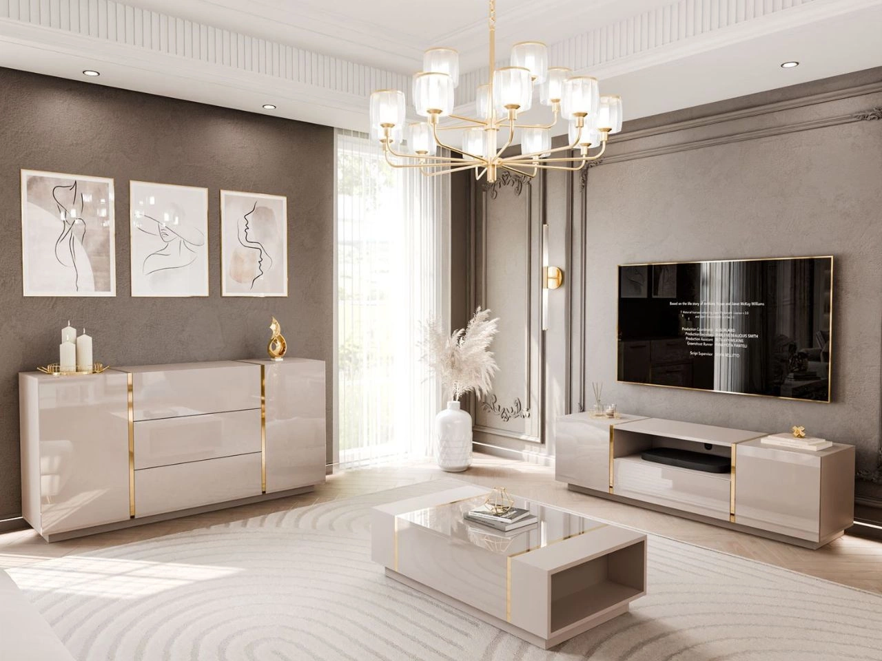 Wohnzimmer-Set im Glamour-Stil Lunelie Kaschmir