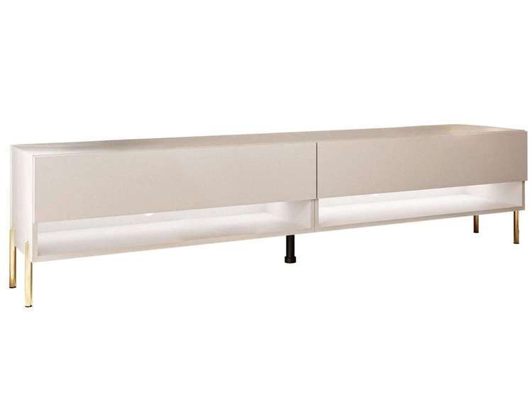 TV-Schrank für das Wohnzimmer 180 cm mit goldenen Metallbeinen und  LED-Beleuchtung Aurelie Kaschmir matt