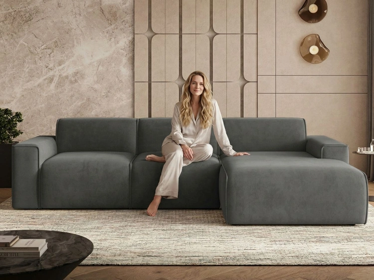 Ecksofa L-Form Rechts Lavia Dunkelgrau