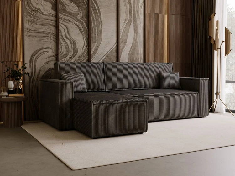 Modernes Ecksofa mit Schlaffunktion und Stauraum Prato L Dunkelgrau