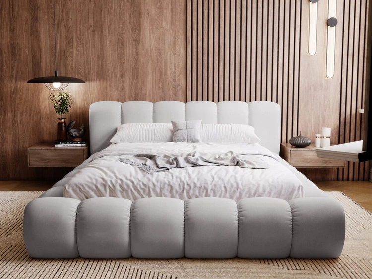 Polsterbett mit Bettkasten und Lattenrost 140x200 Doria Hellgrau