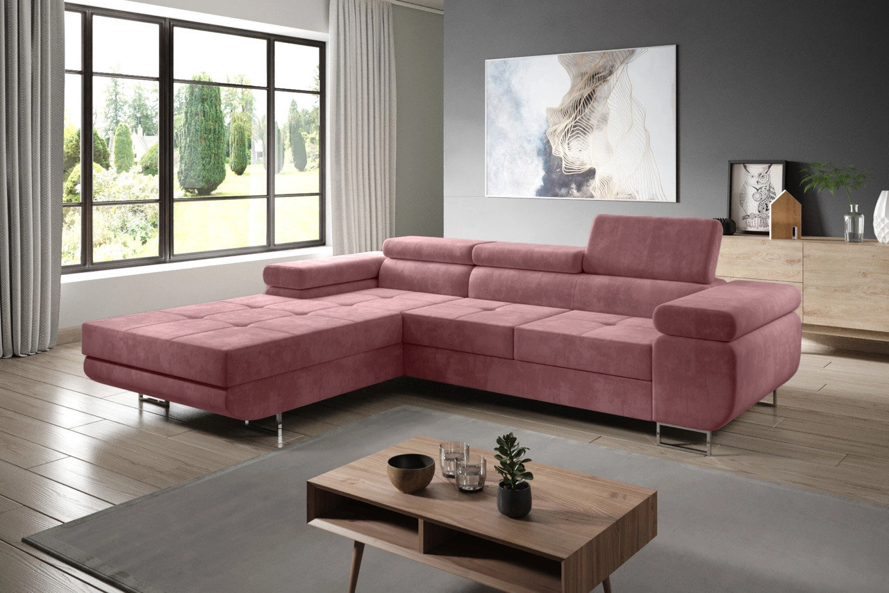 Modern Ecksofa links Solam - Schmutzig Rosa