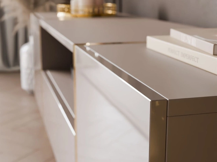 TV-Schrank im Glamour-Stil mit Schränken und Schublade Lunelie Kaschmir Hochglanz