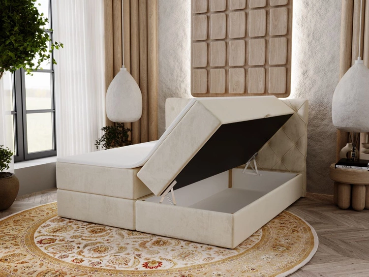 Boxspringbett mit Bettkasten 160x200 Napoli Beige