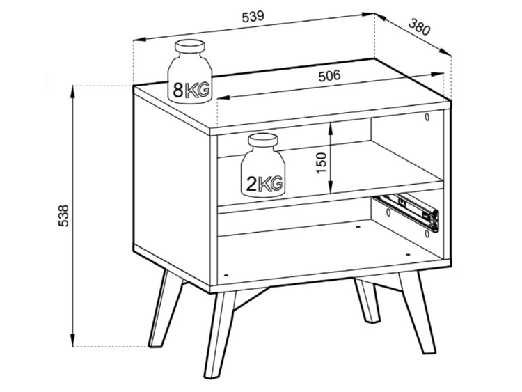 Nachttisch mit Schublade Modena Beige