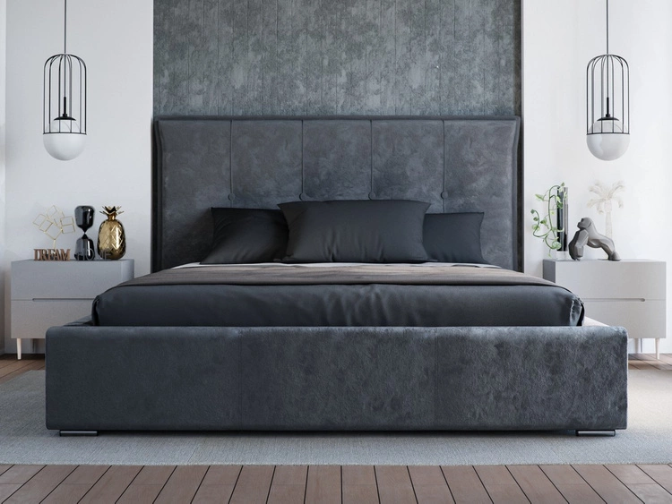 Polsterbett mit Bettkasten und Lattenrost 180x200 Valencia Dunkelgrau