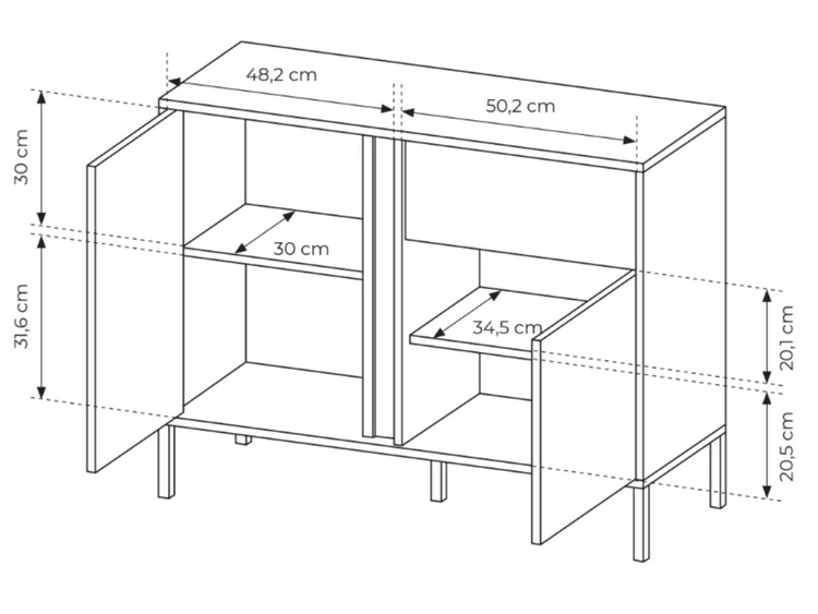 Kommode mit Türen und Schublade Dego Beige