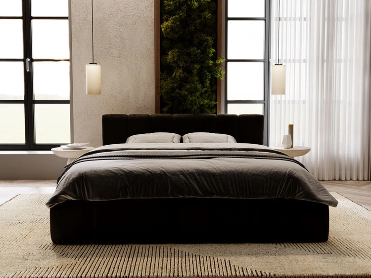 Polsterbett mit Bettkasten und Lattenrost 160x200 Split Schwarz