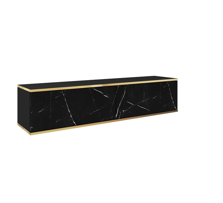 Hänge Lowboard-TV Schwarz/Marmor black royal Diolo 135 cm