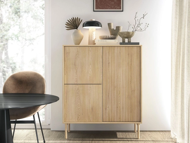 Hochkommode mit drei Türen Gradimento Eiche Cremona