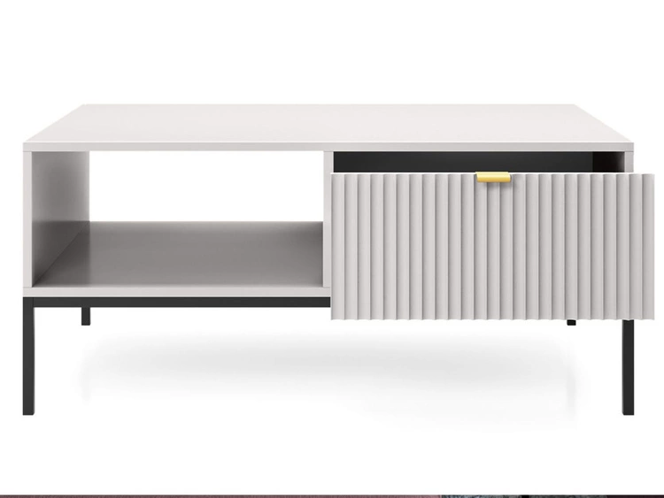 Couchtisch mit Stauraum Amber Grau, Schwarz Frame