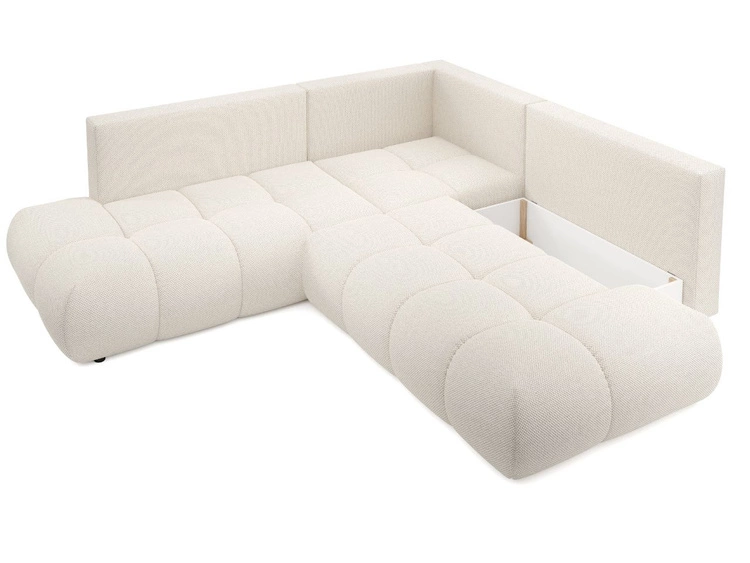 Ecksofa mit Schlaffunktion und Bettkasten Links Kair Beige