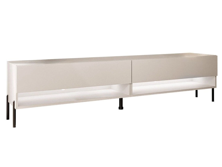 TV-Schrank für das Wohnzimmer 180 cm mit schwarzen Metallbeinen und LED-Beleuchtung Aurelie Kaschmir matt