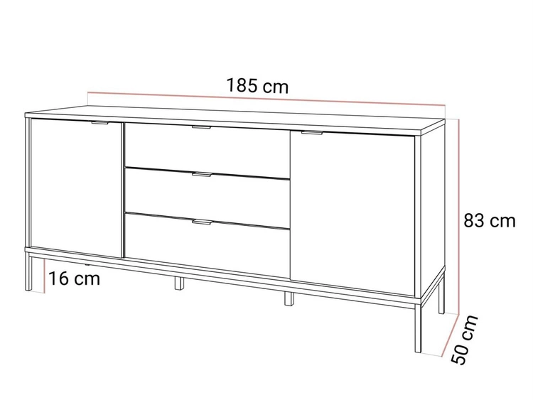 Kommode mit Türen und Schubladen Tavio Schwarz
