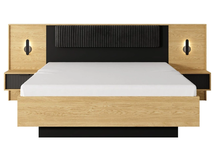 Holzbett mit Bettkasten 160x200 Bolzano Baltische Eiche Schwarz