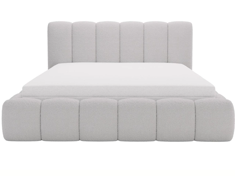 Polsterbett mit Bettkasten und Lattenrost 200x200 Cloud Bouclé-Stoff Hellgrau