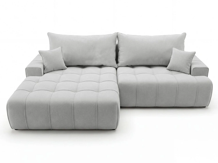 Ecksofa L-Form mit Schlaffunktion und Bettkasten Tulio Links Grau