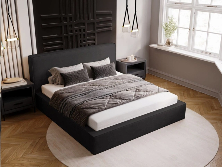 Polsterbett mit Bettkasten und Lattenrost 200x200 Monaco Dunkelgrau
