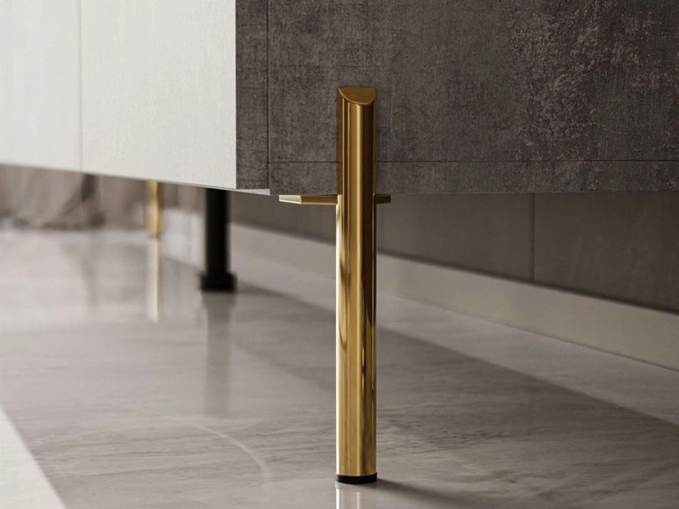 TV-Lowboard mit Türen auf Goldenen Metallbeinen 200 cm Nodoo Beton